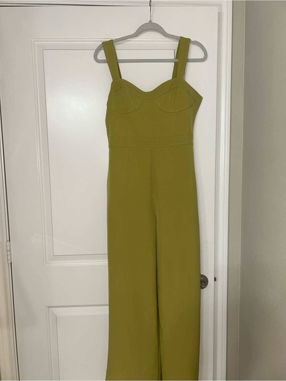 Green Wide-Leg Jumpsuit with Bustier Detail